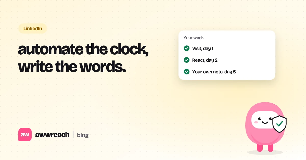 A split screen: a clock and checklist on one side, a handwritten note on the other